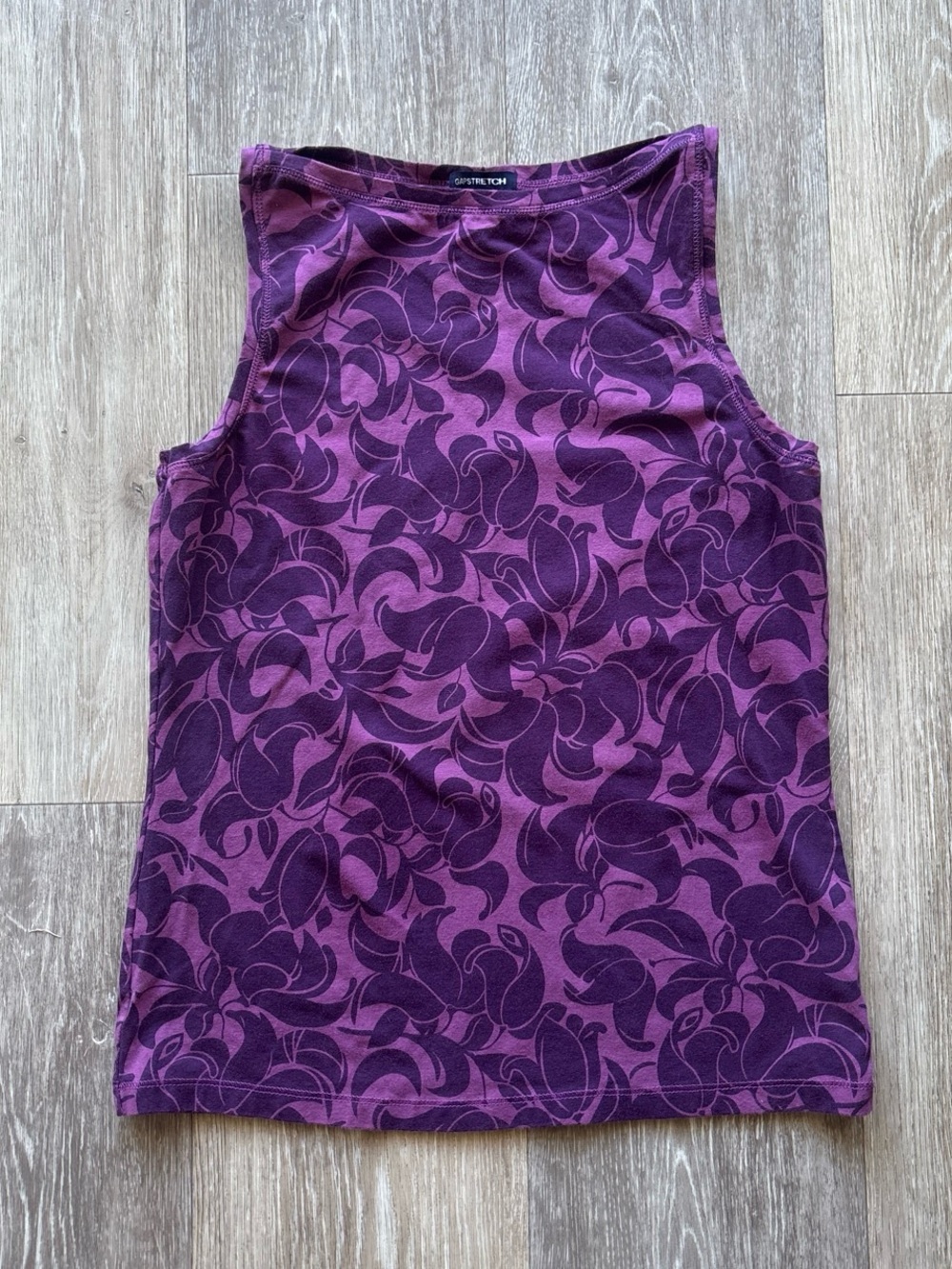 Vintage Y2K 00s Gap Stretch Fairy Whimsigoth Floral Boat Neck Tank Top Size M